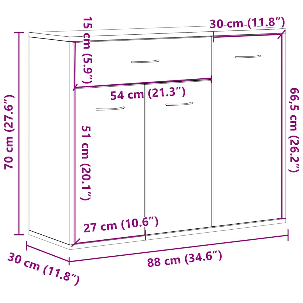 Dressoir 88X30X70 Cm Spaanplaat