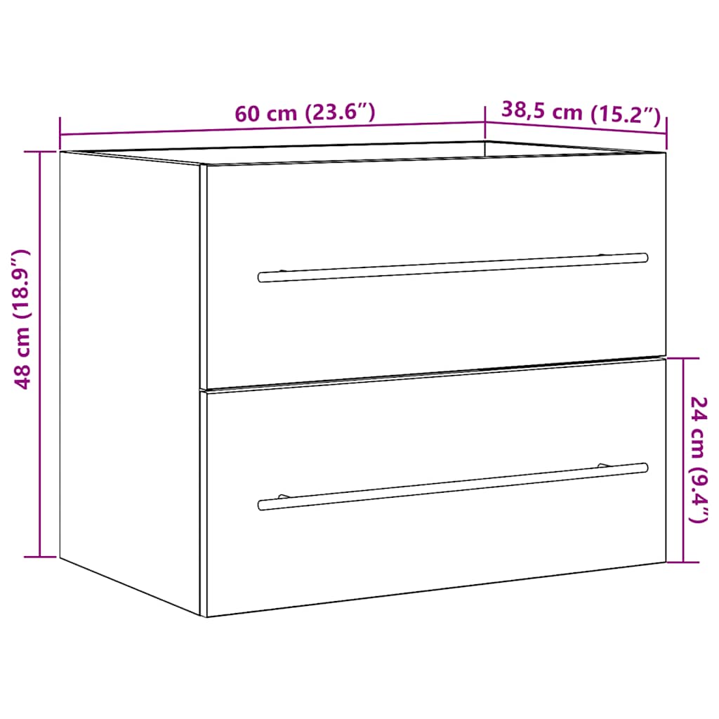 Wastafelkast 60X38,5X48 Cm Spaanplaat Ambachtelijk Eikenkleurig Artisanaal Eikenkleurig
