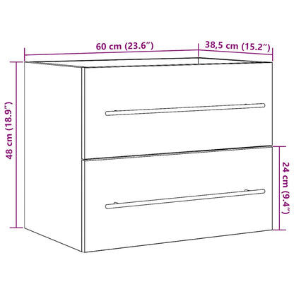 Wastafelkast 60X38,5X48 Cm Spaanplaat Ambachtelijk Eikenkleurig Artisanaal Eikenkleurig