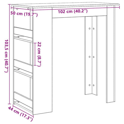Bartafel Met Opbergrek 102X50X103,5 Cm Kleurig