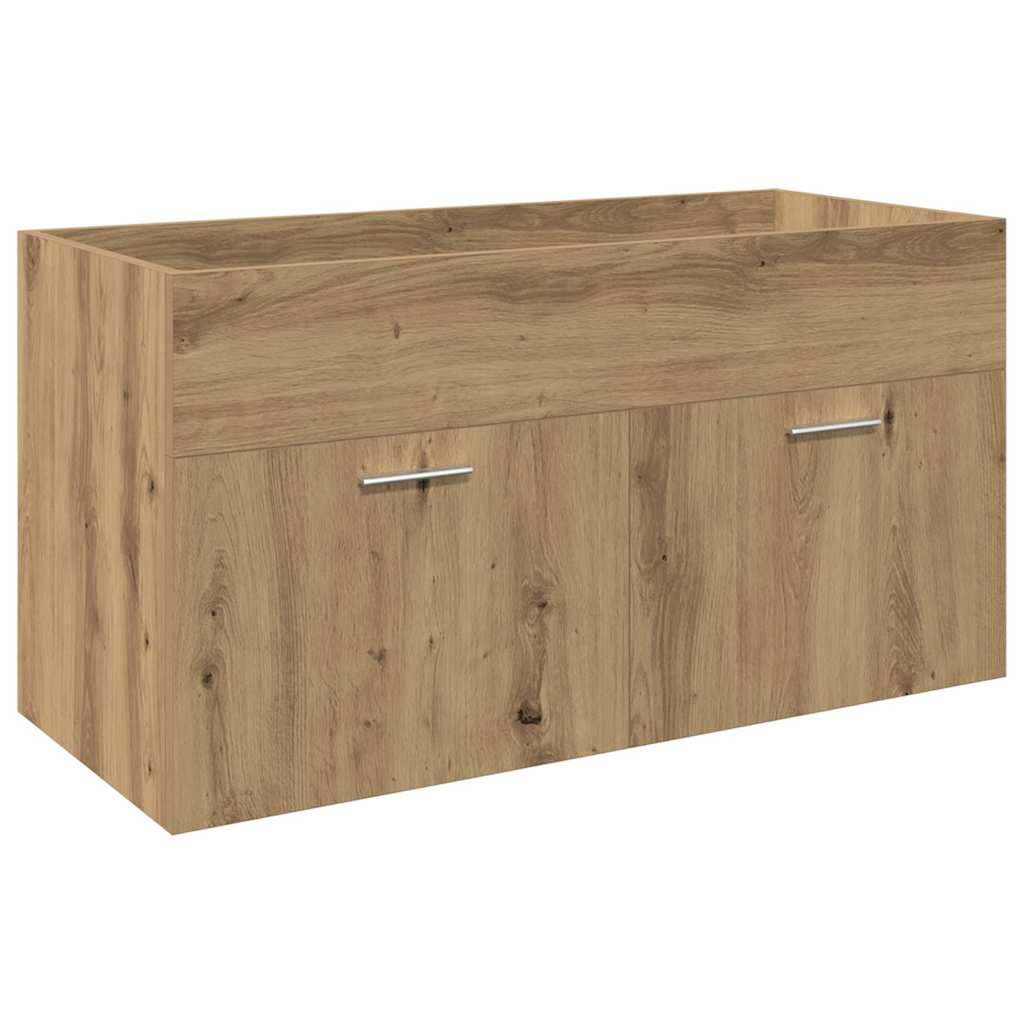 Badkamermeubelset Bewerkt Hout Artisanaal Eikenkleur