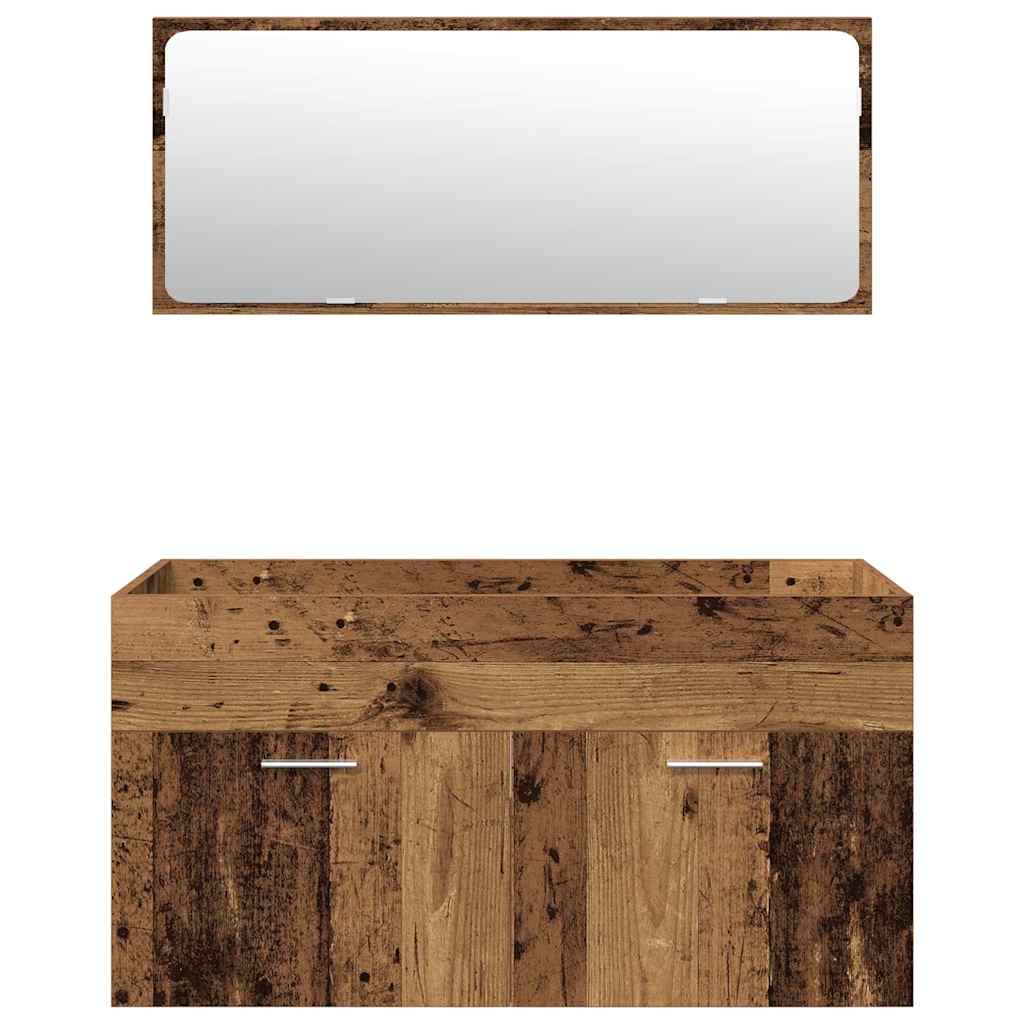 Badkamermeubelset Bewerkt Hout Kleurig Oud Hout