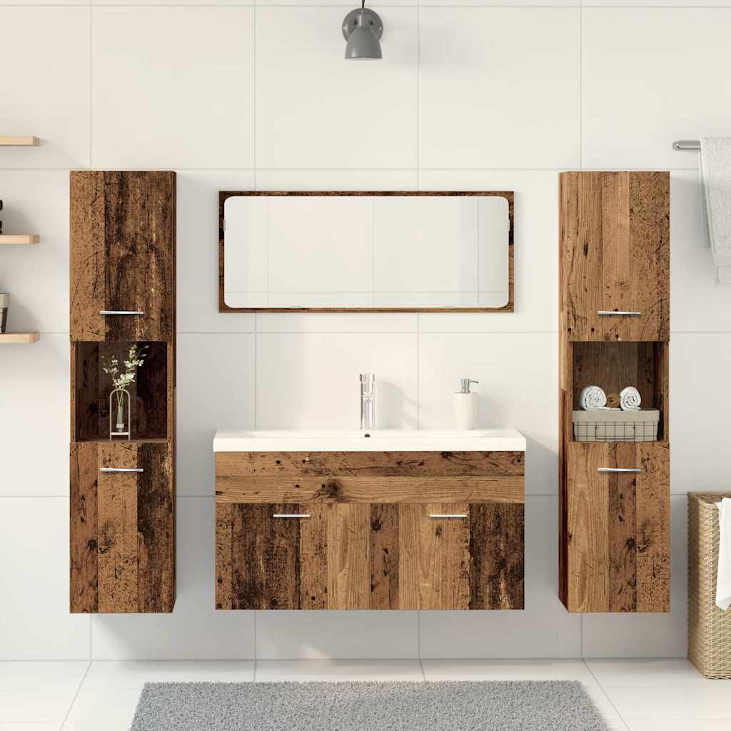 Badkamermeubelset Bewerkt Hout Kleurig Oud Hout