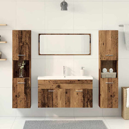 Badkamermeubelset Bewerkt Hout Kleurig Oud Hout