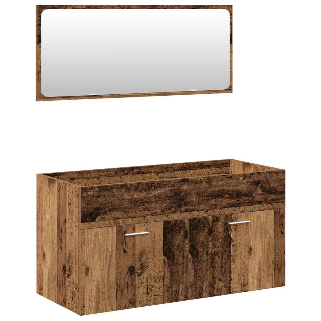 Badkamermeubelset Bewerkt Hout Kleurig Oud Hout