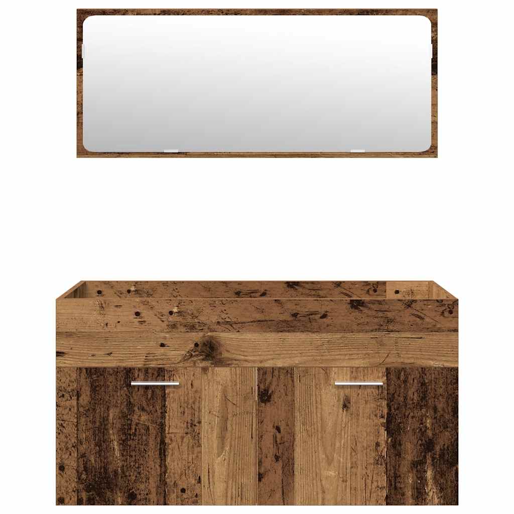Badkamermeubelset Bewerkt Hout Kleurig Oud Hout