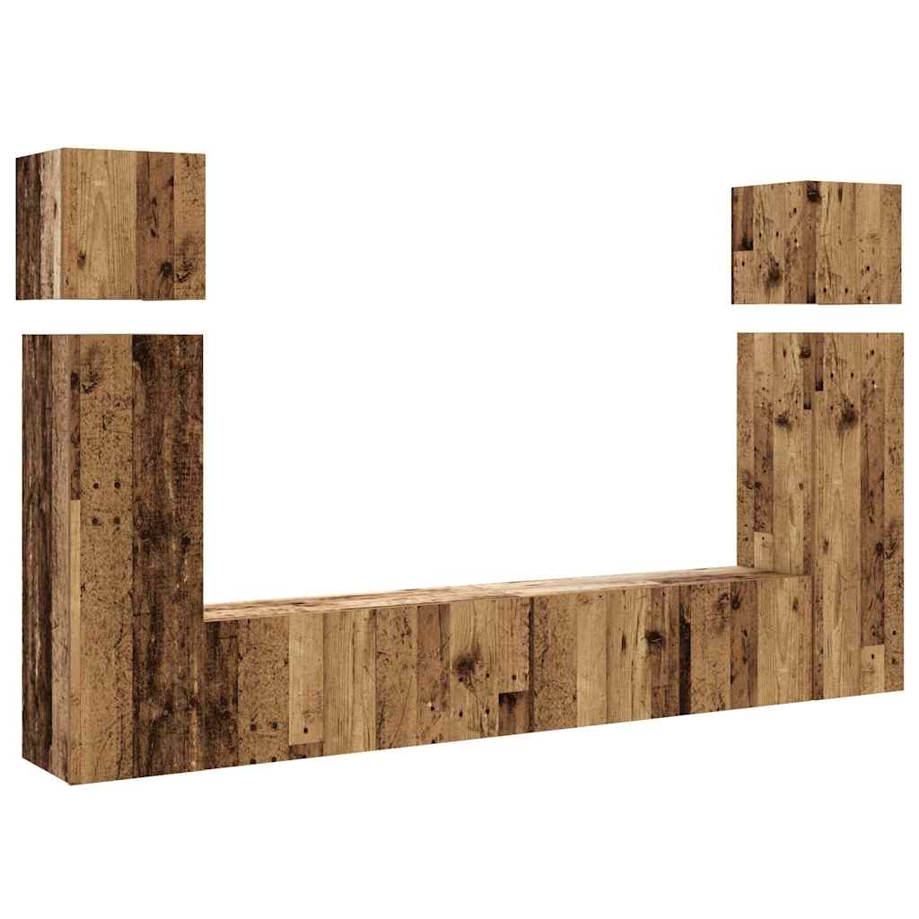 8-Delig Tv-Meubelset Wandmontage Bewerkt Hout Kleurig