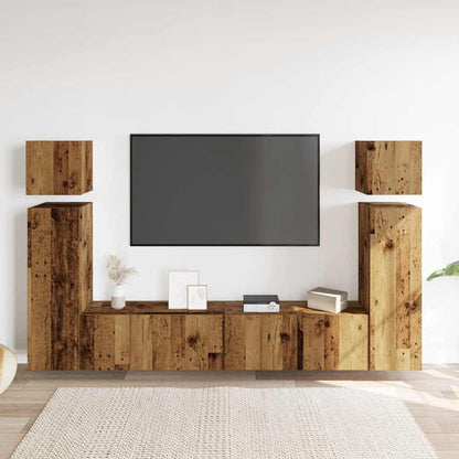 8-Delig Tv-Meubelset Wandmontage Bewerkt Hout Kleurig