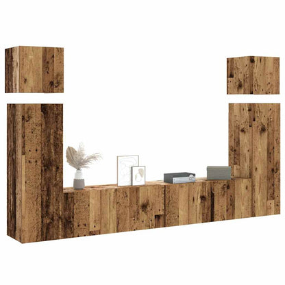 8-Delig Tv-Meubelset Wandmontage Bewerkt Hout Kleurig
