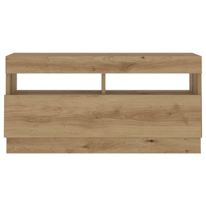 Tv-Meubel Met Led 180X35X40 Cm Bewerkt Hout Artisanaal Eiken