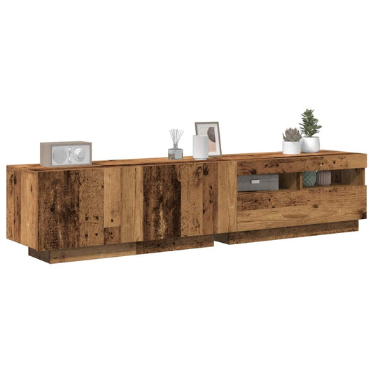 Tv-Meubel Met Led 180X35X40 Cm Bewerkt Hout Artisanaal Eiken