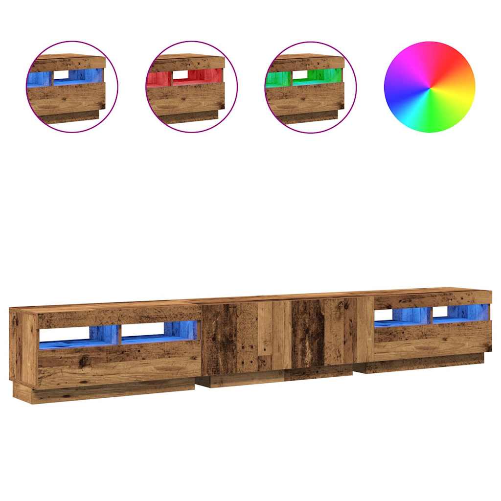 Tv-Meubel Met Led 260X35X40 Cm Bewerkt Hout