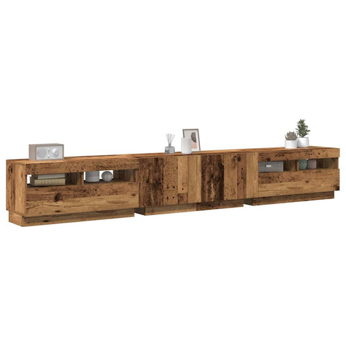 Tv-Meubel Met Led 260X35X40 Cm Bewerkt Hout
