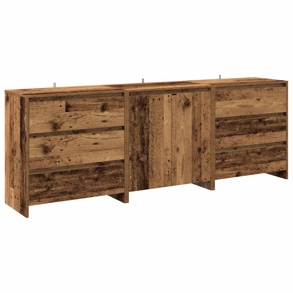 3-Delige Dressoirs Bewerkt Hout Kleurig