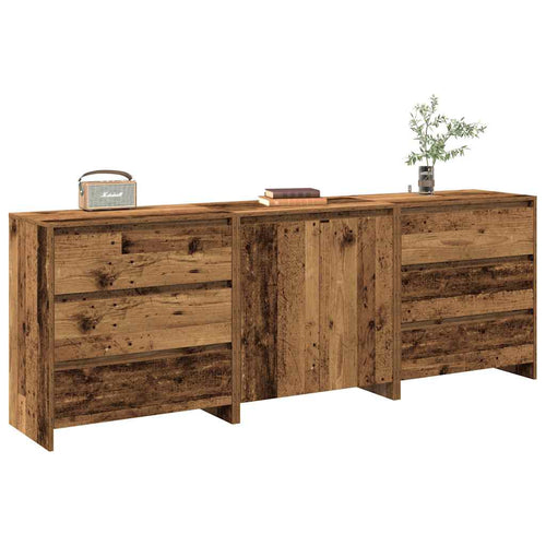 3-Delige Dressoirs Bewerkt Hout Kleurig