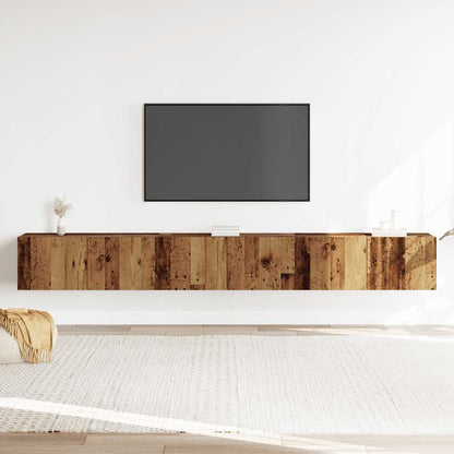 3-Delig Tv-Meubelset Wandmontage Bewerkt Hout Kleurig
