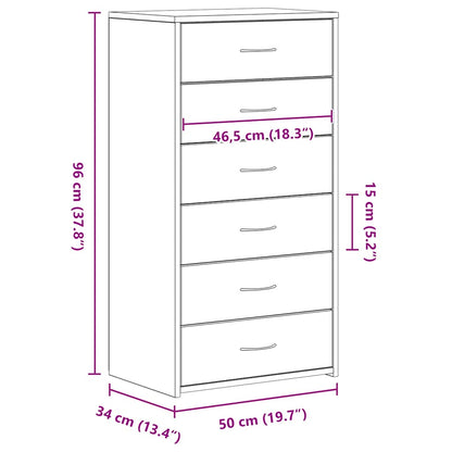 Dressoir Met 6 Lades 50X34X96 Cm Spaanplaat Kleurig