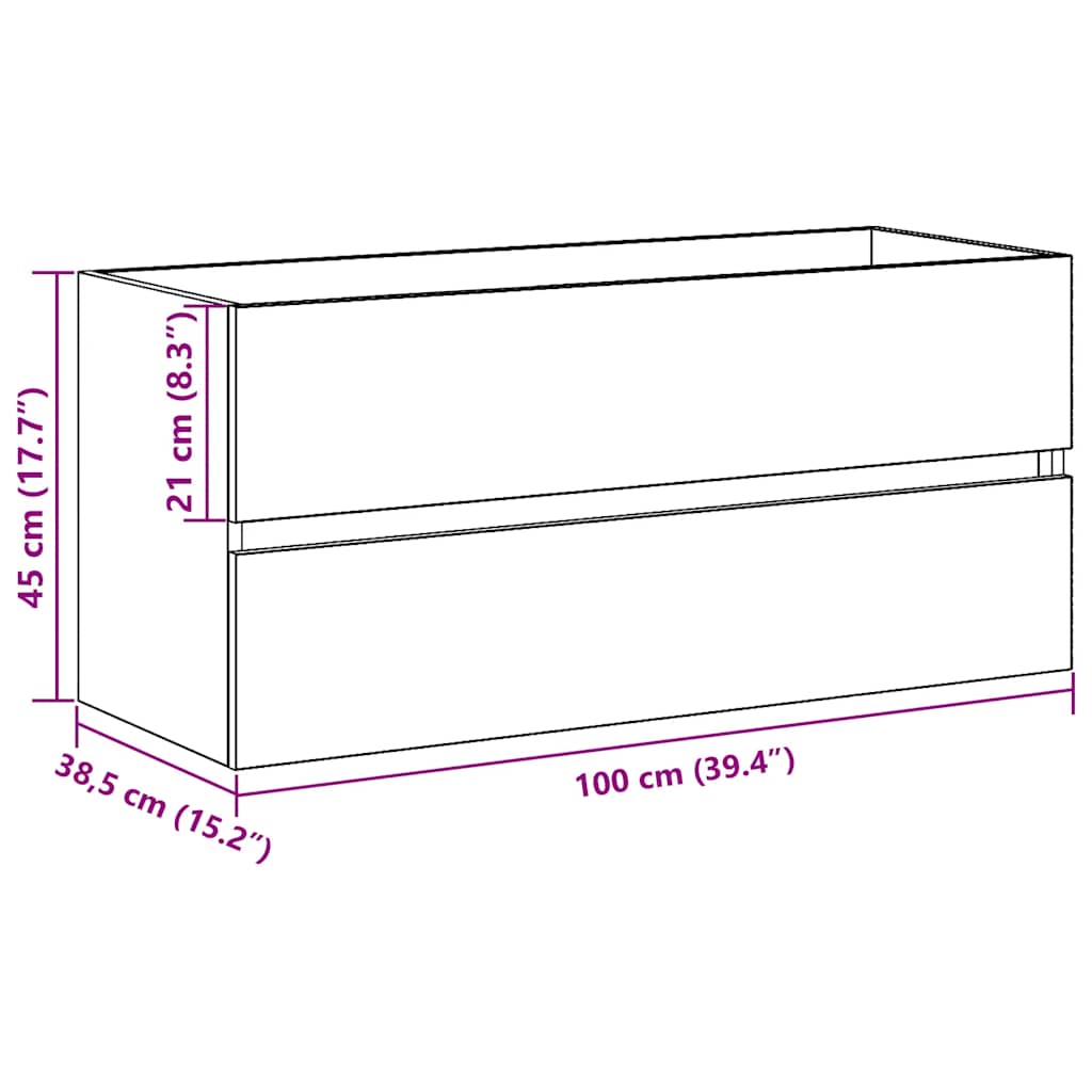 Wastafelkast 100X38,5X45 Cm Spaanplaat Kleurig Zwart Eiken