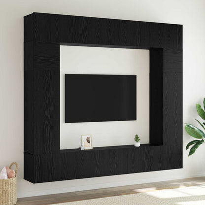 8-Delig Tv-Meubelset Wandmontage Bewerkt Hout Kleurig