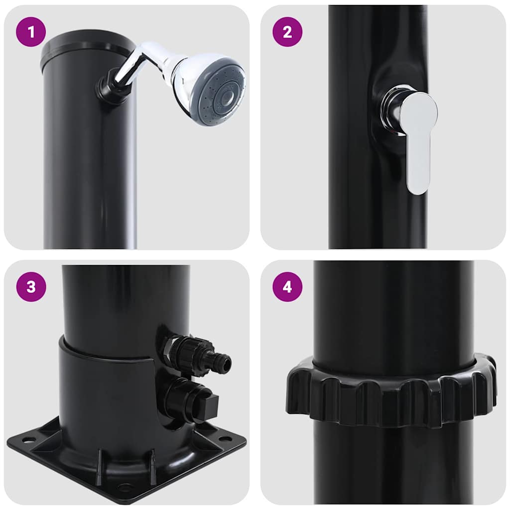 Buiten Zonne-Douche Zwart 217 Cm Pvc En Aluminium