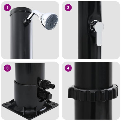 Buiten Zonne-Douche Zwart 217 Cm Pvc En Aluminium