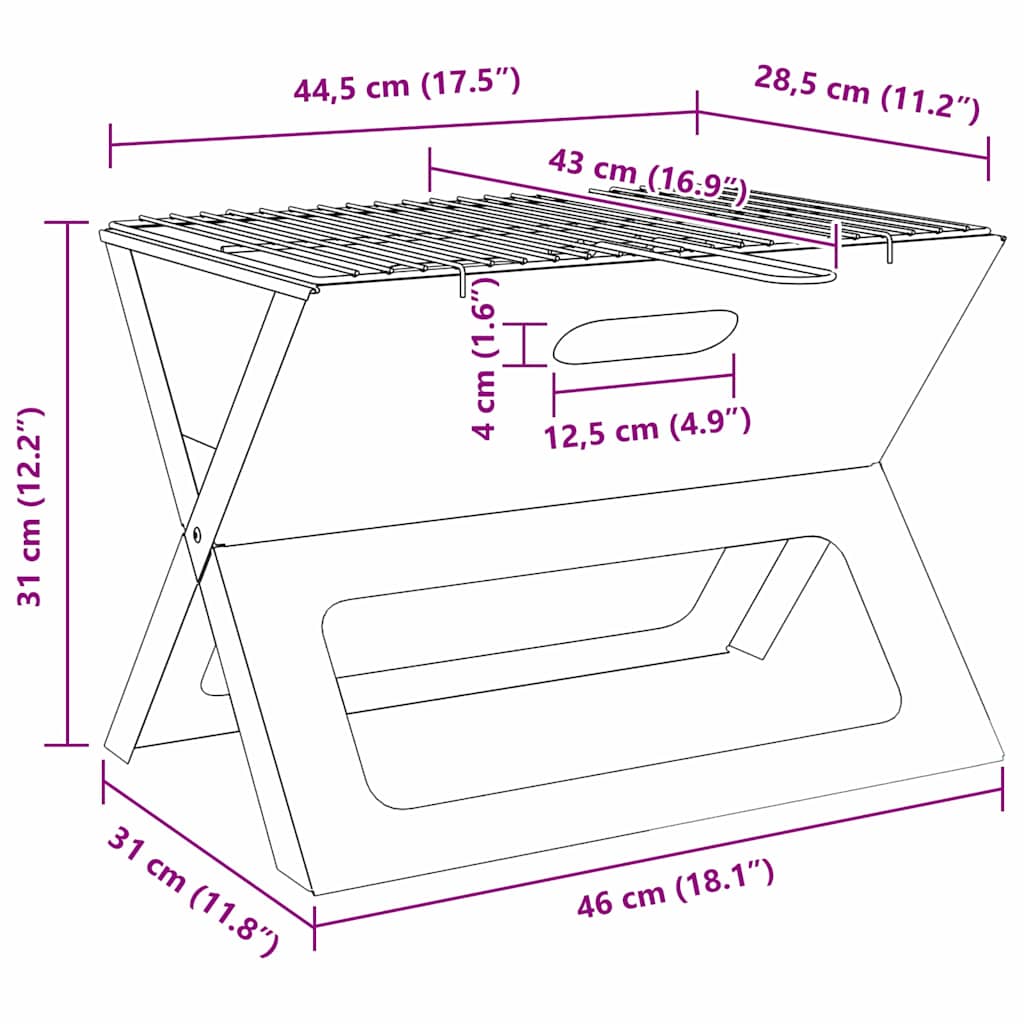 Buitengrill Zwart 46 X 31 X 31 Cm Staal
