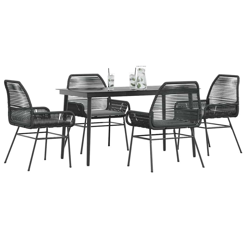 5-Delige Tuinset Met Kussens Poly Rattan Glas