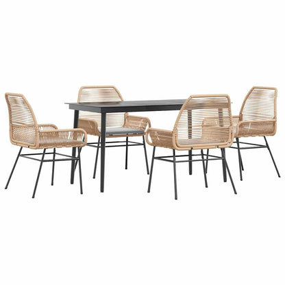 5-Delige Tuinset Met Kussens Poly Rattan Glas