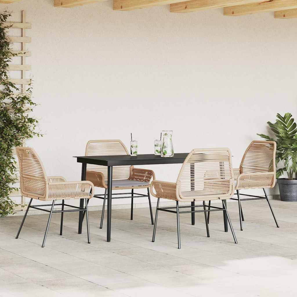 5-Delige Tuinset Met Kussens Poly Rattan Glas