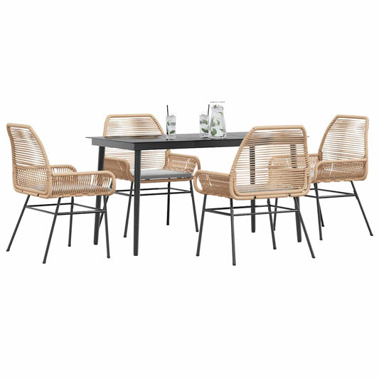 5-Delige Tuinset Met Kussens Poly Rattan Glas