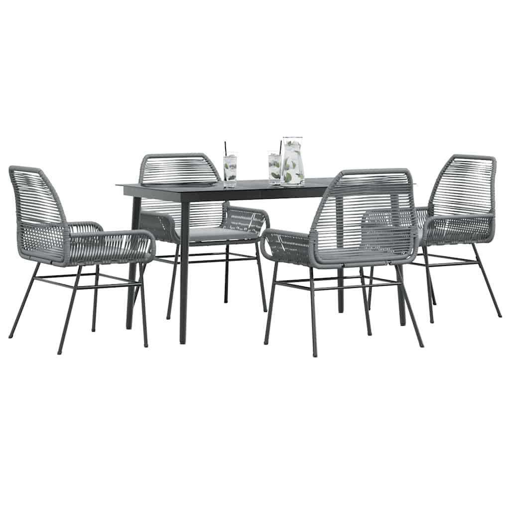 5-Delige Tuinset Met Kussens Poly Rattan Glas