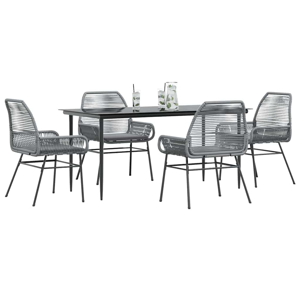 5-Delige Tuinset Met Kussens Poly Rattan Glas