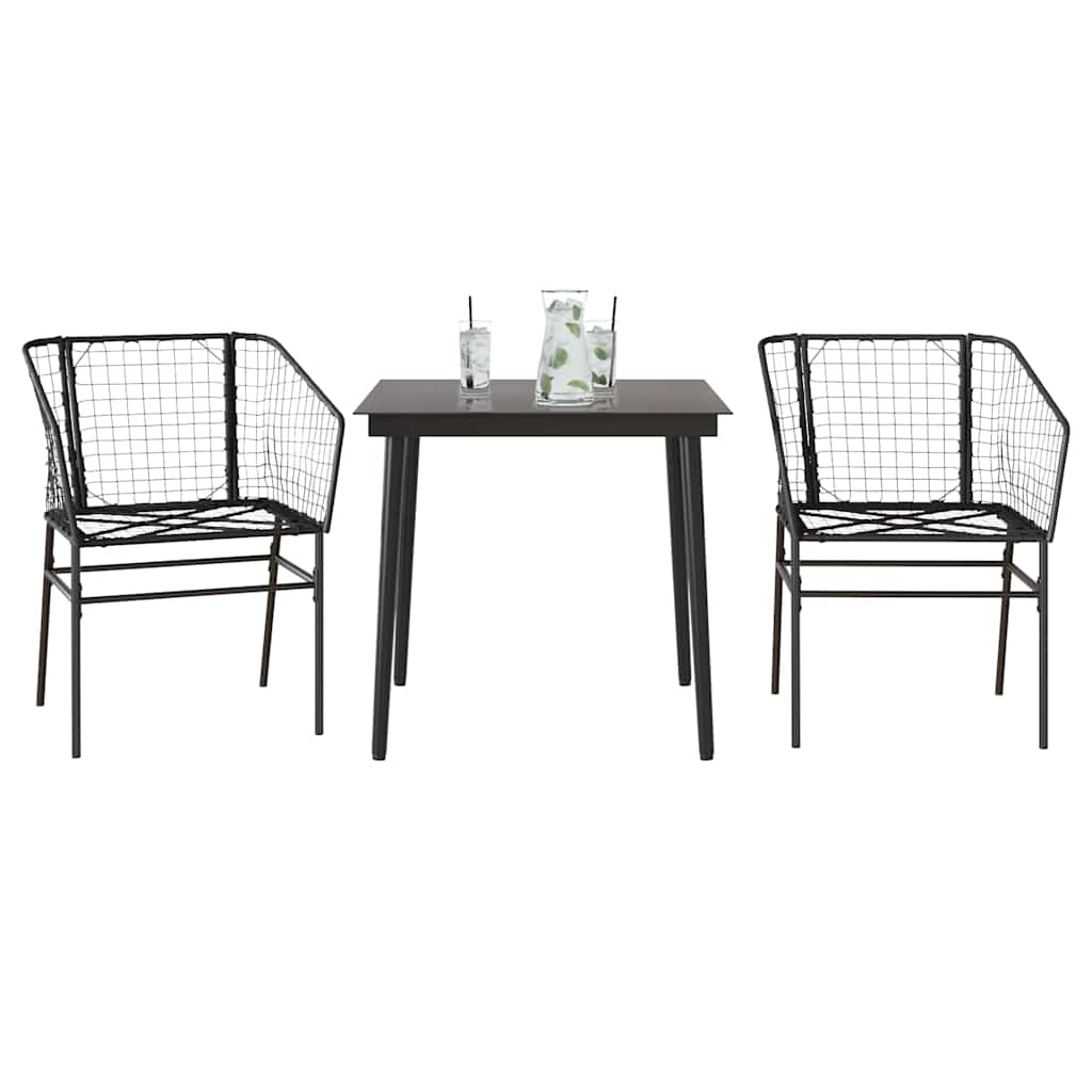 7-Delige Tuinset Met Kussens Poly Rattan Glas Zwart