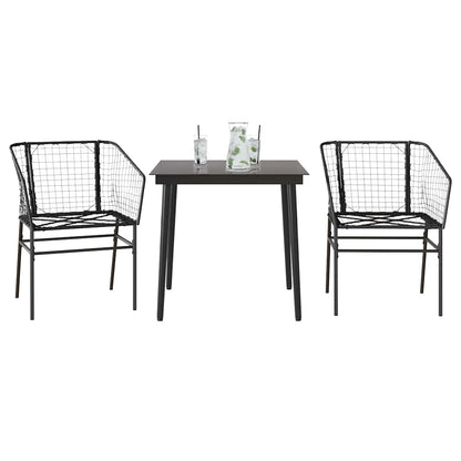 7-Delige Tuinset Met Kussens Poly Rattan Glas Zwart