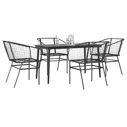 7-Delige Tuinset Met Kussens Poly Rattan Glas Zwart
