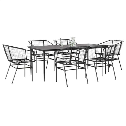 7-Delige Tuinset Met Kussens Poly Rattan Glas Zwart
