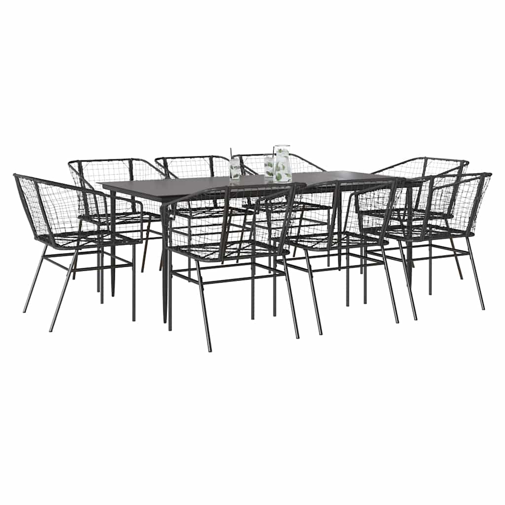 7-Delige Tuinset Met Kussens Poly Rattan Glas Zwart