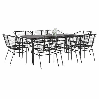 7-Delige Tuinset Met Kussens Poly Rattan Glas Zwart