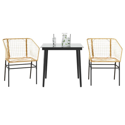 5-Delige Tuinset Met Kussens Poly Rattan Glas Bruin