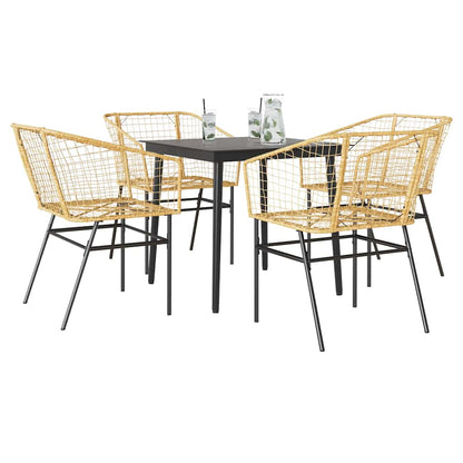 5-Delige Tuinset Met Kussens Poly Rattan Glas Bruin