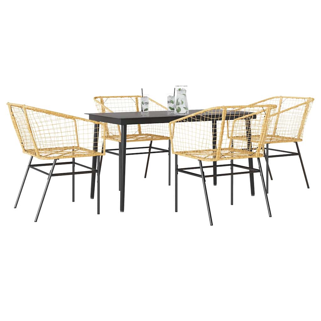 5-Delige Tuinset Met Kussens Poly Rattan Glas Bruin