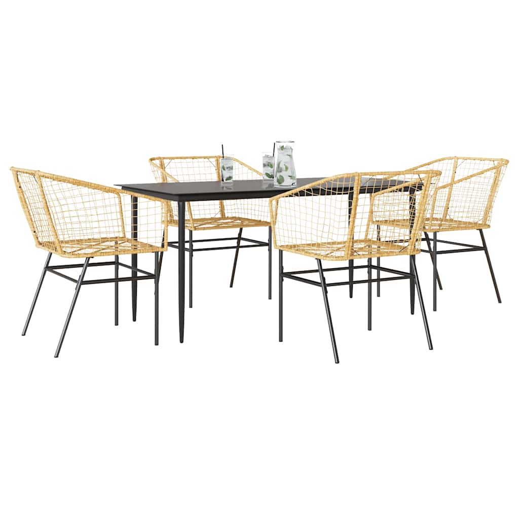 5-Delige Tuinset Met Kussens Poly Rattan Glas Bruin