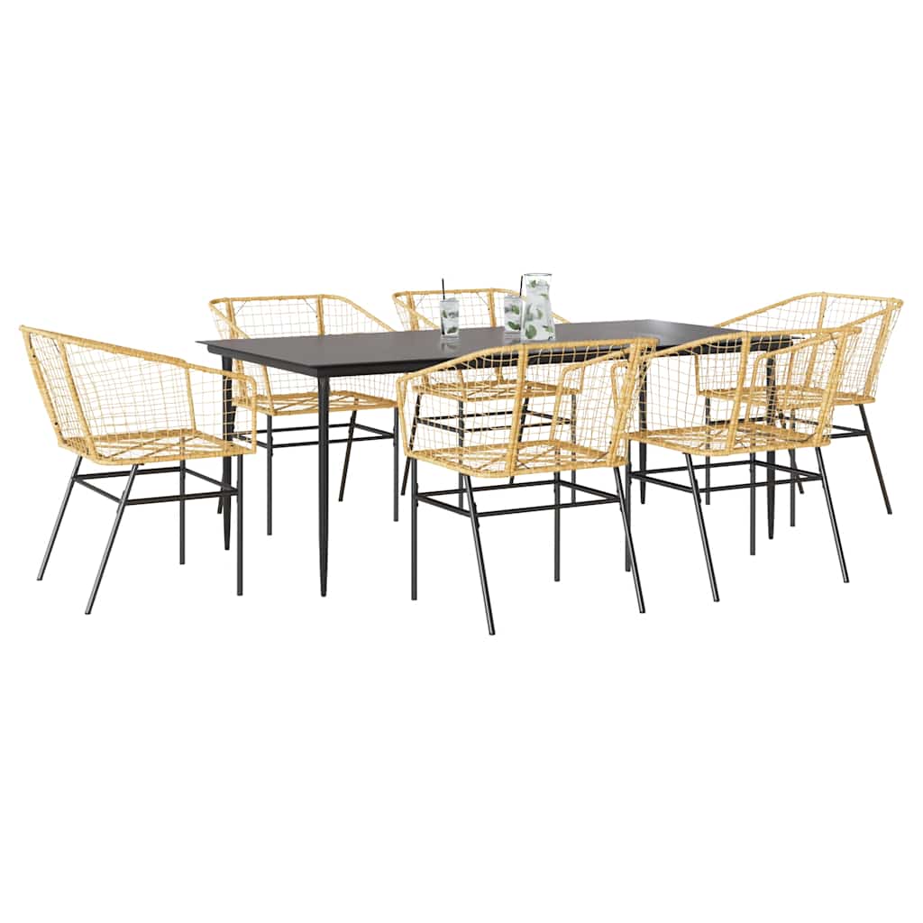 5-Delige Tuinset Met Kussens Poly Rattan Glas Bruin
