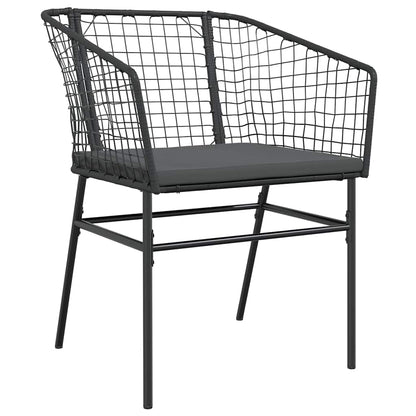 7-Delige Tuinset Met Kussens Poly Rattan Glas Zwart
