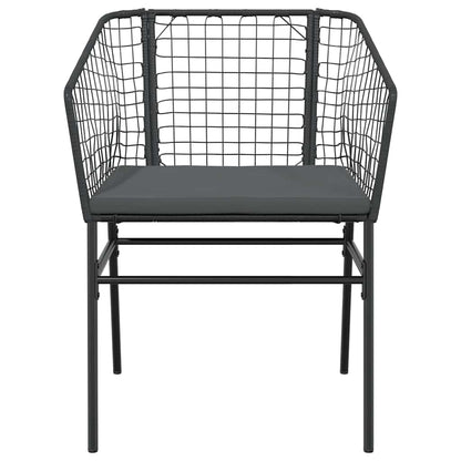 7-Delige Tuinset Met Kussens Poly Rattan Glas Zwart