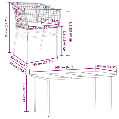 7-Delige Tuinset Met Kussens Poly Rattan Glas Zwart