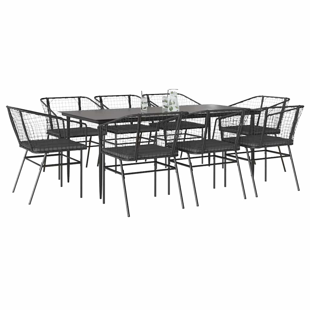 7-Delige Tuinset Met Kussens Poly Rattan Glas Zwart
