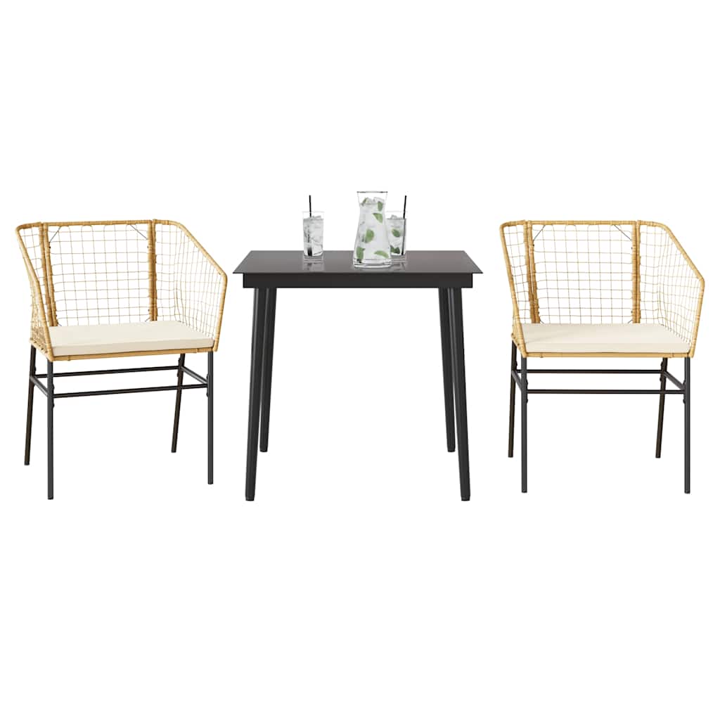 5-Delige Tuinset Met Kussens Poly Rattan Glas Bruin