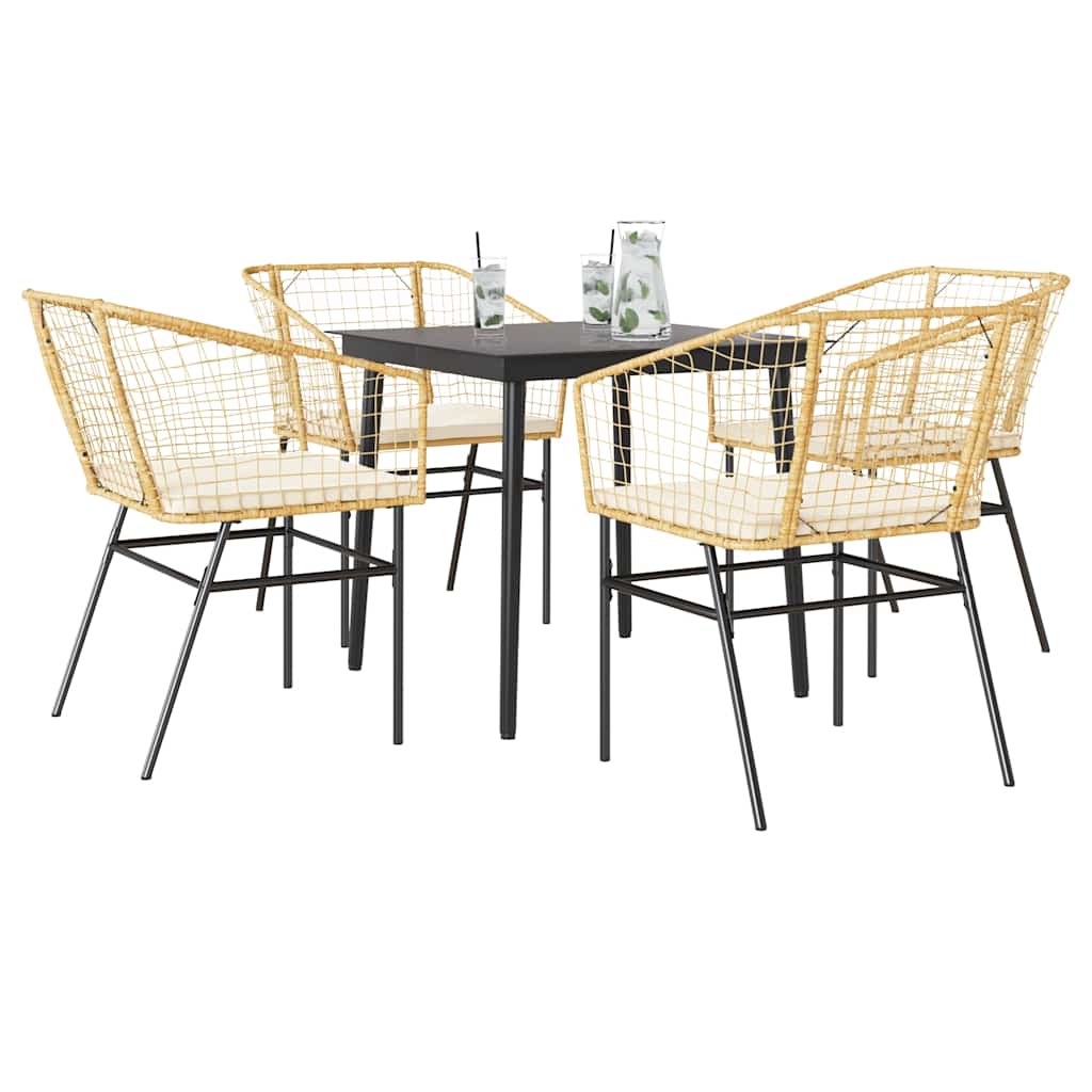 5-Delige Tuinset Met Kussens Poly Rattan Glas Bruin