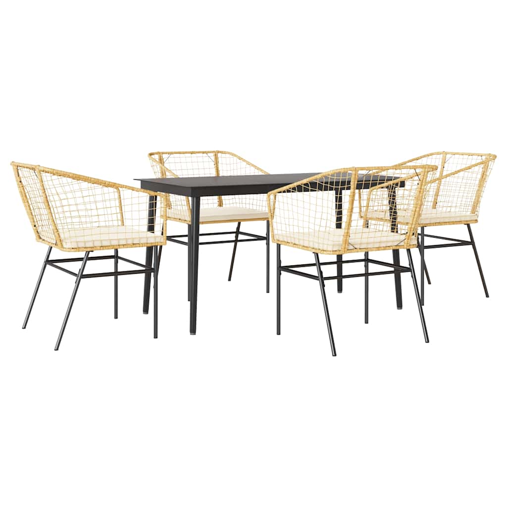 5-Delige Tuinset Met Kussens Poly Rattan Glas Bruin